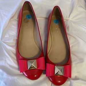 Kate Spade Red Patent Leather Tuila Pink Bow Woman’s Flats Size 6M